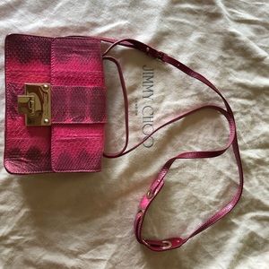Authentic Jimmy Choo Pink Snakeskin SideBody Bag